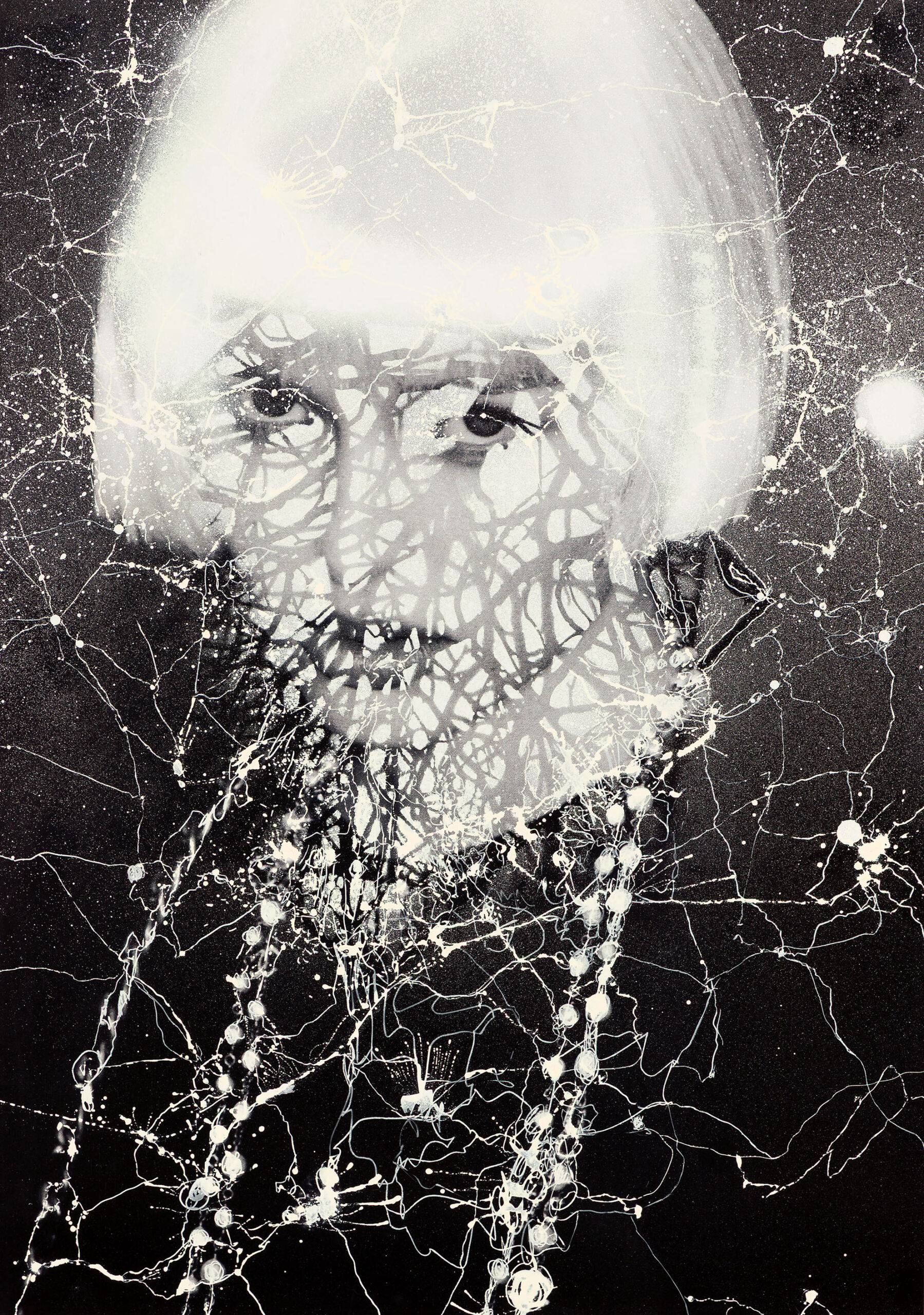 Memoria stellare, 2025; Marker und Sprühlack auf Papier, 30×42 cm,04NEU